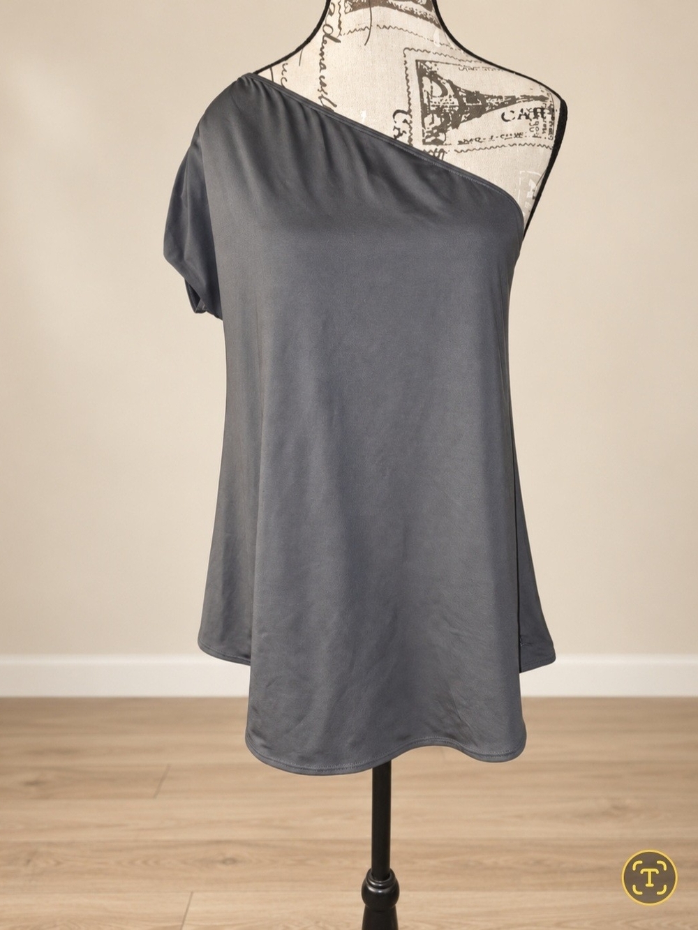 🩶 Danskin Gray One-Shoulder Top XL Proceeds Support Homeless Cats